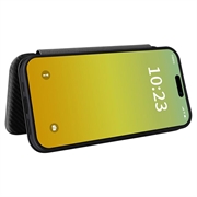 iPhone 15 Flip Cover - Karbonfiber - Sort