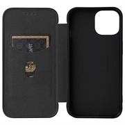 iPhone 15 Flip Cover - Karbonfiber - Sort