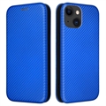 iPhone 15 Flip Cover - Karbonfiber - Blå