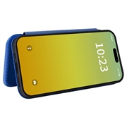 iPhone 15 Flip Cover - Karbonfiber - Blå