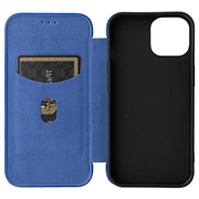 iPhone 15 Flip Cover - Karbonfiber - Blå