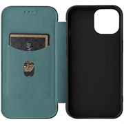 iPhone 15 Plus Flip Cover - Karbonfiber - Grøn