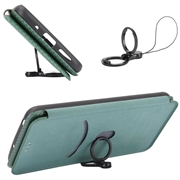 iPhone 15 Plus Flip Cover - Karbonfiber - Grøn