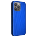 iPhone 15 Pro Max Flip Cover - Karbonfiber - Blå