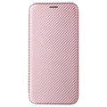iPhone 15 Pro Max Flip Cover - Karbonfiber - Rødguld