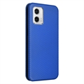 Motorola Moto G73 Flip Cover med Kortholder - Karbonfiber - Blå