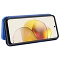 Motorola Moto G73 Flip Cover med Kortholder - Karbonfiber - Blå