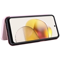 Motorola Moto G73 Flip Cover med Kortholder - Karbonfiber - Rødguld