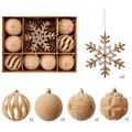 Sæt med flokede julekugler/snefnug-pynt – 8cm/16cm – 10 stk. – Khaki