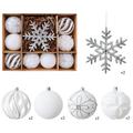 Sæt med flokede julekugler/snefnug-pynt – 8 cm/16 cm – 10 stk. – Hvid