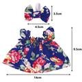 Blomstret festkjole og pandebånd med sløjfe til Labubu minifigur 17cm - lyseblå