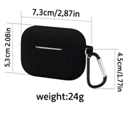 AirPods Pro 3 Etui i flydende silikone med blomstermønster og karabinhage - Sort