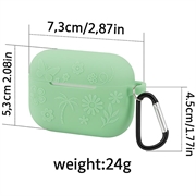 AirPods Pro 3 Etui i flydende silikone med blomstermønster og karabinhage - Grøn