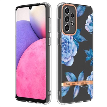 Flower Series Samsung Galaxy A33 5G TPU Cover - Blå Pæon