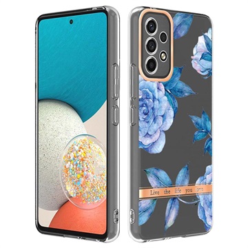 Flower Series Samsung Galaxy A53 5G TPU Cover - Blå Pæon