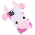Fluffy Plush iPhone 13 Mini Hybrid Cover - Pink Ko