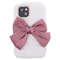Fluffy Plush iPhone 13 Mini Hybrid Cover - Hvid