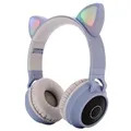 Foldbare Bluetooth Katteøre-Hovedtelefoner til Børn - Blå