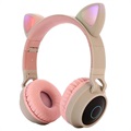 Sammenfoldelig Bluetooth Kat Ører Børn Hovedtelefoner - Khaki