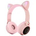 Foldbare Bluetooth Katteøre-Hovedtelefoner til Børn - Pink