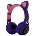 Foldbare Bluetooth Katteøre-Hovedtelefoner til Børn - Lilla