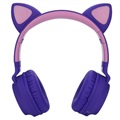 Foldbare Bluetooth Katteøre-Hovedtelefoner til Børn - Lilla