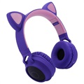 Foldbare Bluetooth Katteøre-Hovedtelefoner til Børn (Open Box - God stand) - Lilla
