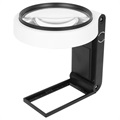 Sammenfoldeligt Forstørrelsesglas med UV & LED-Lys 7018A - Sort / Hvid