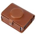 Instax mini Evo PU læder retro kamerataske Anti-drop beskyttende cover med skulderrem - brun