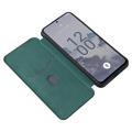 Nokia X30 Flip Cover med Kortholder - Karbonfiber - Grøn