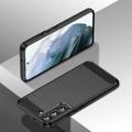 Samsung Galaxy S23 5G Børstet TPU Cover - Karbonfiber - Sort