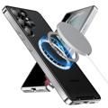 Galvaniseret Magnetisk Samsung Galaxy S23 Ultra 5G Hybrid Cover - Sølv