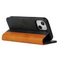 Elegance Series iPhone 14 Etui med Pung - Sort / Lysebrun