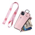 Strap Series iPhone 14 Plus Cover med Aftageligt Pung - Pink