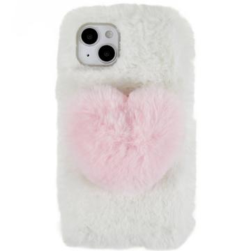 Plush Heart iPhone 14 Plus TPU Cover - Hvid
