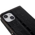iPhone 14 Plus Læderpung - Crocodile - Sort
