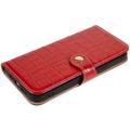 iPhone 14 Plus Læderpung - Crocodile - Rød