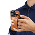 iPhone 14 Pro Belagt Cover med Håndrem og Kortholder - Krokodille