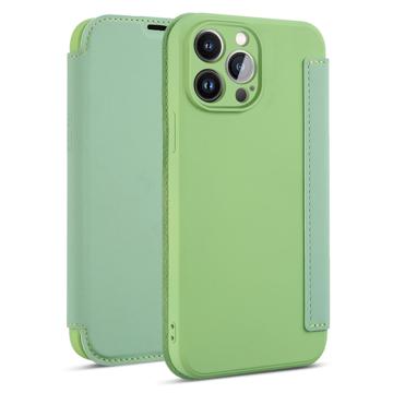 Slank Stil iPhone 14 Pro Max Flip Cover - Lysegrøn