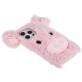 Fluffy Plush iPhone 14 Pro Max Hybrid Cover - Pink Gris