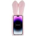 Lodne Vinterkaninører iPhone 14 Pro Max Cover med Glimmer - Pink