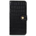 iPhone 14 Pro Max Læderpung - Crocodile - Sort