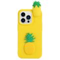 3D Cartoon iPhone 14 Pro TPU Cover - Ananas