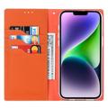 iPhone 14 Læderpung Cover med RFID - Orange