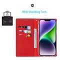iPhone 14 Læderpung Cover med RFID - Rød