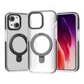 iPhone 15 Plus Anti-ridse TPU+akryl telefonbagside kompatibel med MagSafe Kickstand Clear telefoncover - sort