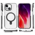 iPhone 15 Plus Anti-ridse TPU+akryl telefonbagside kompatibel med MagSafe Kickstand Clear telefoncover - sort