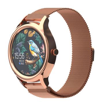 Forever ForeVive 3 SB-340 vandtæt smartwatch - silikone og magnetisk mesh-rem - guld