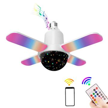 Firebladet RGB-loftslampe med Bluetooth-højttaler og fjernbetjening - E27 - Stjernehimmel