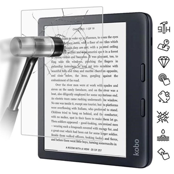 Kobo Libra 2 Full Cover Skærmbeskyttelse Hærdet Glas - 9H - Gennemsigtig